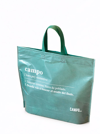 Bolsa friselina con manijas o troquel oval.